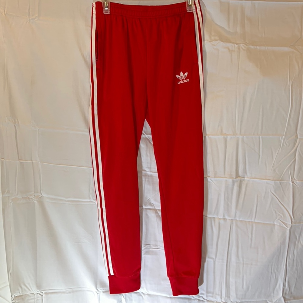 Adidas Original Sweatpants. Red and with White stripes